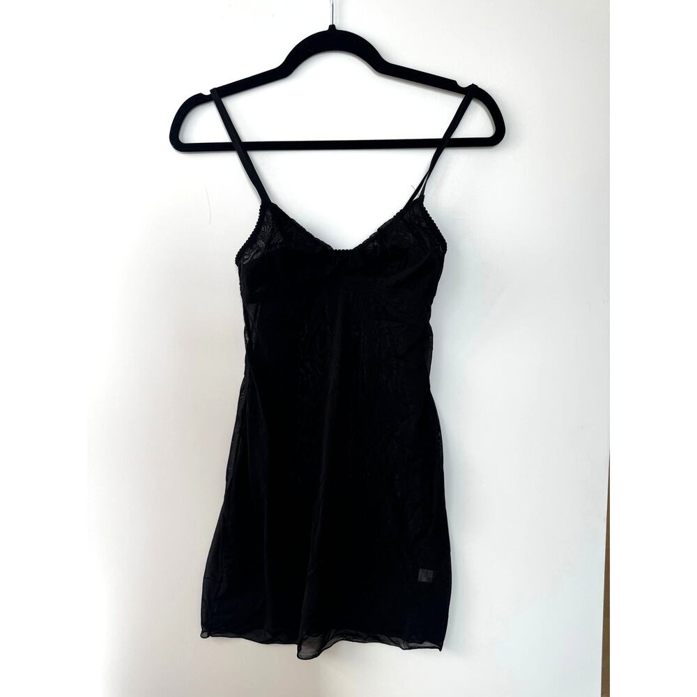 Reformation Slip black short dress made in italy sheer mesh bra strap size XS